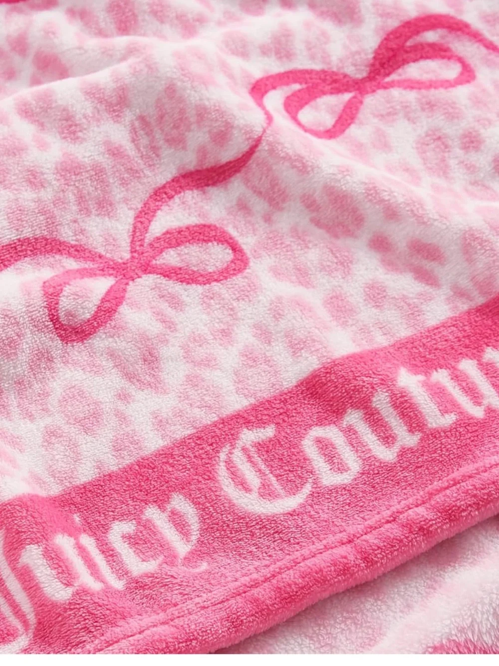 Juicy couture leopard bows plush throw blanket 50 x 70
